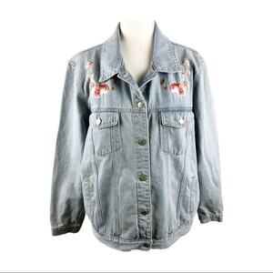 Riva Fashion Floral Boho heavily Embroidered with Cherry Blossom Jeans Jacket L